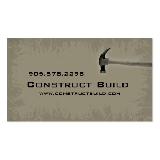 Construction Contractor Business Card Grunge green (front side)