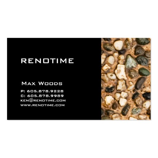 Construction Contractor Business Card Pebbles (front side)