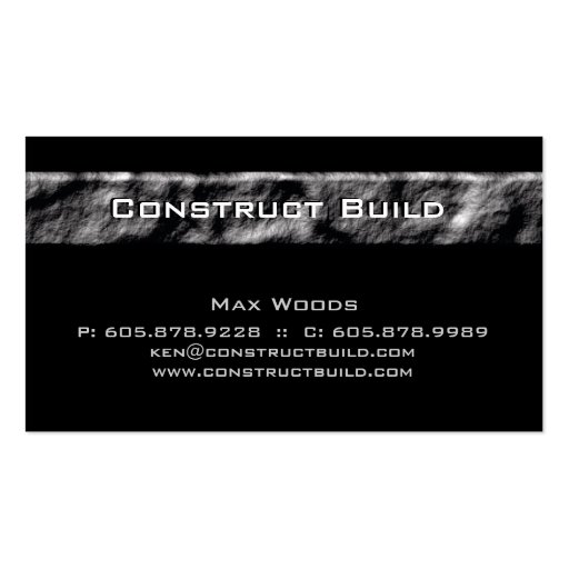 Construction Contractor Business Card Rock (front side)