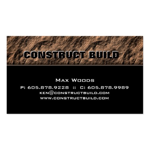 Construction Contractor Business Card Rock Beige (front side)