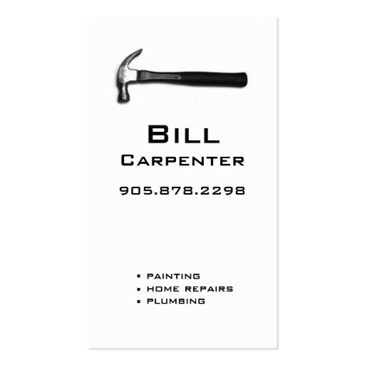 Construction Contractor Business Card White hammer (front side)
