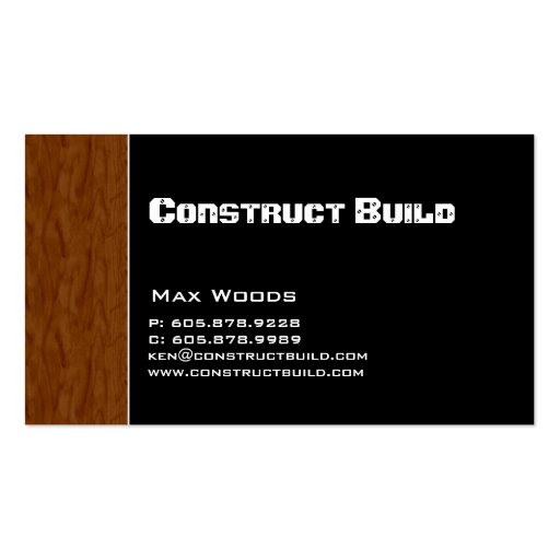 Construction Contractor Business Card Wood (front side)