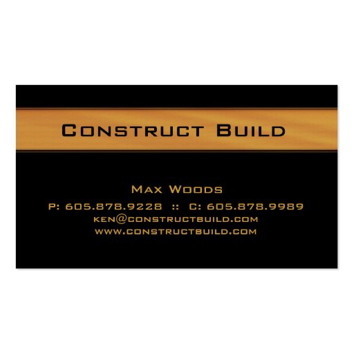 Construction Contractor Business Card Wood Grain 2 (front side)