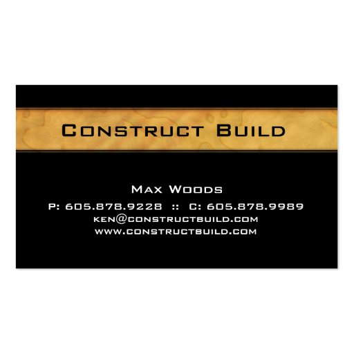 Construction Contractor Business Card Wood Grain 2