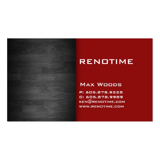 Construction Contractor Business Card Wood Red