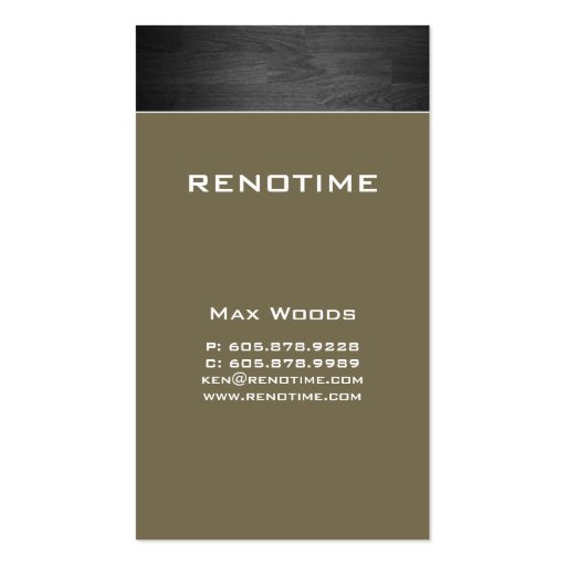 Construction Contractor Business Card Wood Tan (front side)