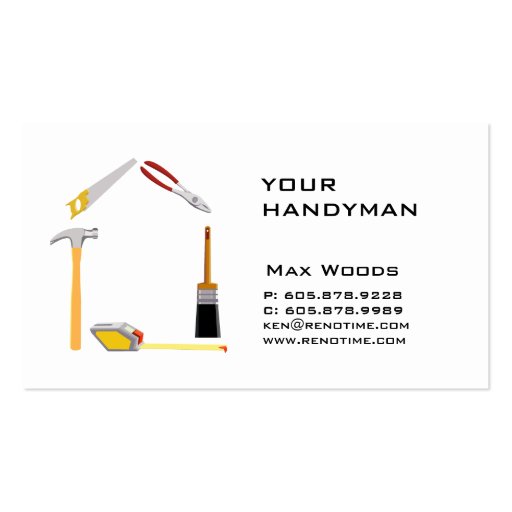 Construction Contractor Handyman Business Card (front side)