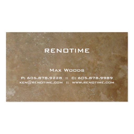 Construction Contractor Stone Business Card (front side)