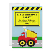 Construction Dumptruck Boys Birthday Invitation