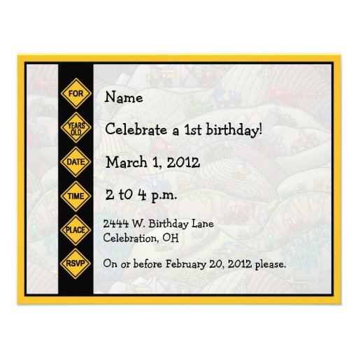 Construction Equipment Theme Kids Party Invitation