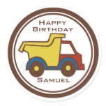 Construction Fun Dumptruck Round Sticker
