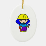 Construction Girl 2 Christmas Ornaments