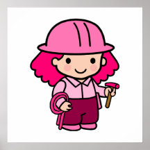 Construction Girl Print