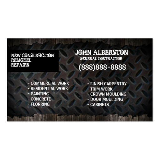 Construction Handyman Business Card (back side)