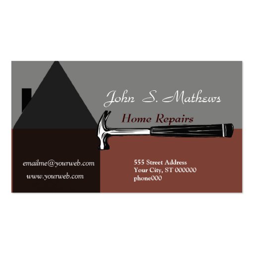Construction Handyman Tool Business Card (front side)