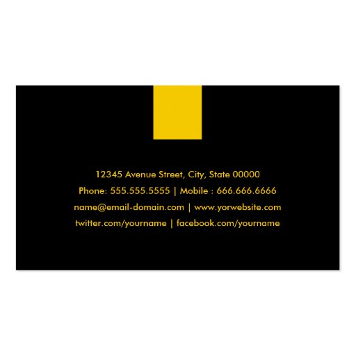 Construction Manager - Modern Amber Yellow Business Cards (back side)
