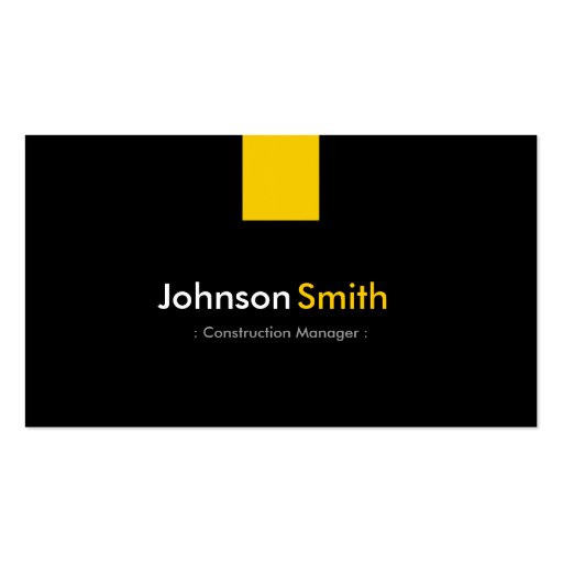 Construction Manager - Modern Amber Yellow Business Cards (front side)