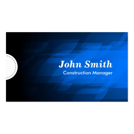 Construction Manager - Modern Dark Blue Business Cards (front side)