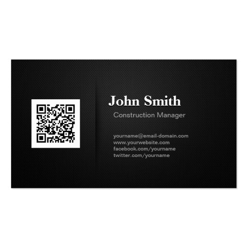 Construction Manager - Premium Black QR Code Business Card