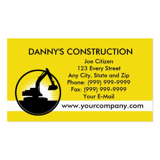 construction mechanical digger excavator business card (front side)