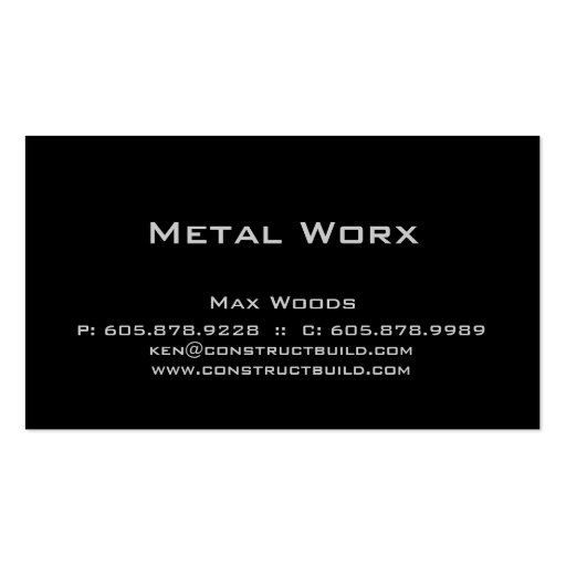 Construction Metal Business Card Angle Edge Gray (back side)