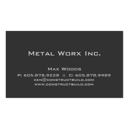 Construction Metal Business Card Title Box Chrome (back side)