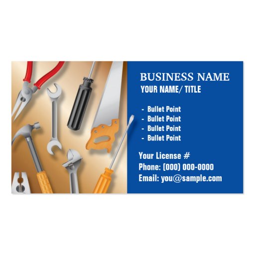 Construction or Handy Man Business Card (front side)