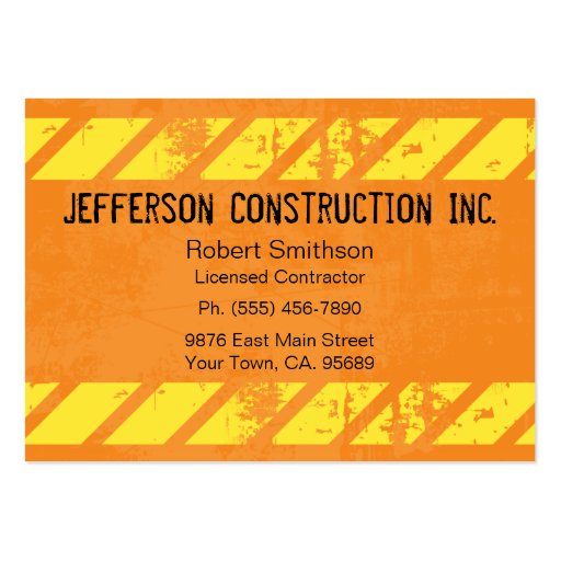 Construction Orange Large Company Business Cards (front side)