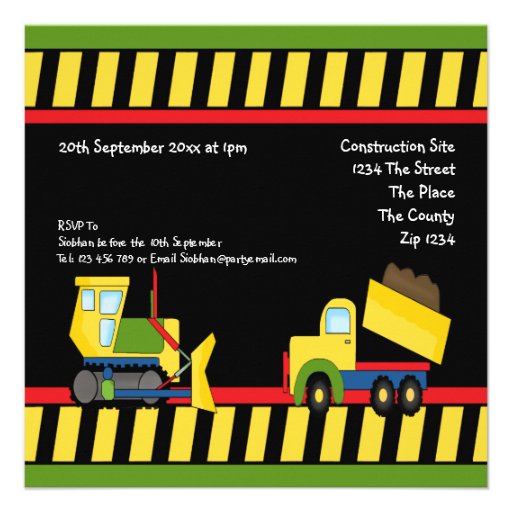 Construction Party Custom Invitations