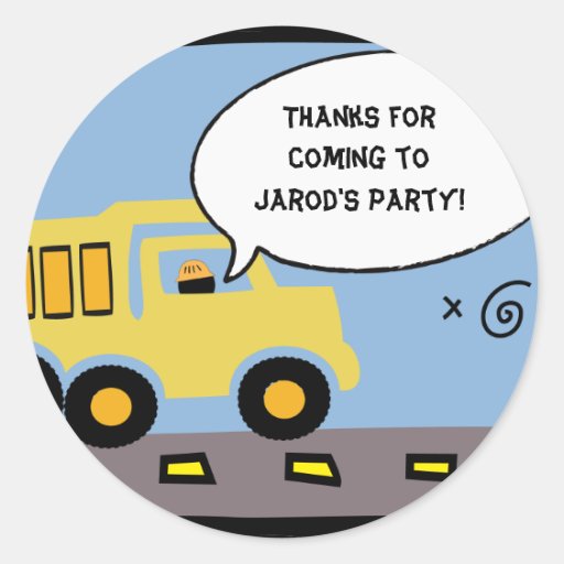 Construction Party Gift Bag Sticker