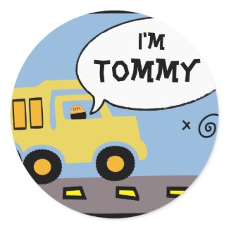 Construction Party Name Tag sticker