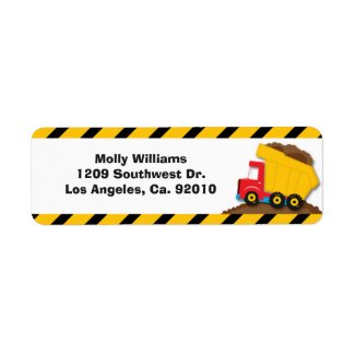 Construction Party Return Address Labels label