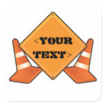 CONSTRUCTION ROAD SIGN ADD TEXT SQUARE STICKER