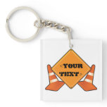 CONSTRUCTION ROAD SIGN CUSTOMIZABLE ACRYLIC KEY CHAIN