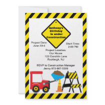 Construction Site Boys Birthday Invitation