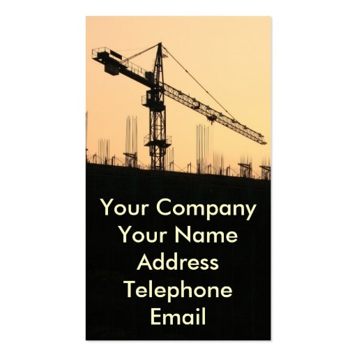 Construction Site with Large Crane Business Card Template (front side)