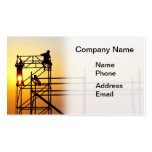 Construction Site with Workers at Sunset business cards