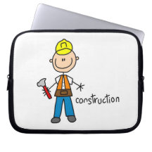 Construction Stick Figure Laptop Computer Sleeves