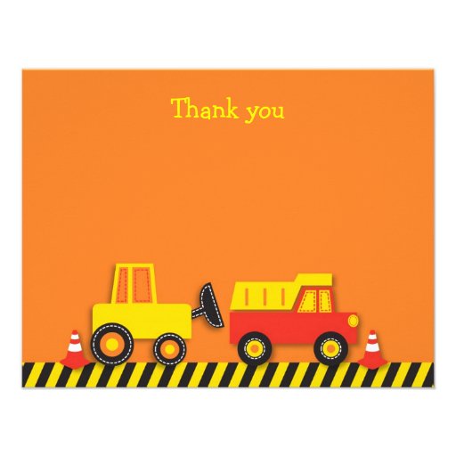 Construction Truck Flat Thank You Note Cards