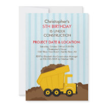 Construction trucks Birthday Party for boys Announcements