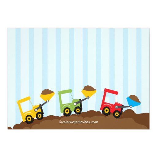 Construction trucks Birthday Party for boys Custom Invites