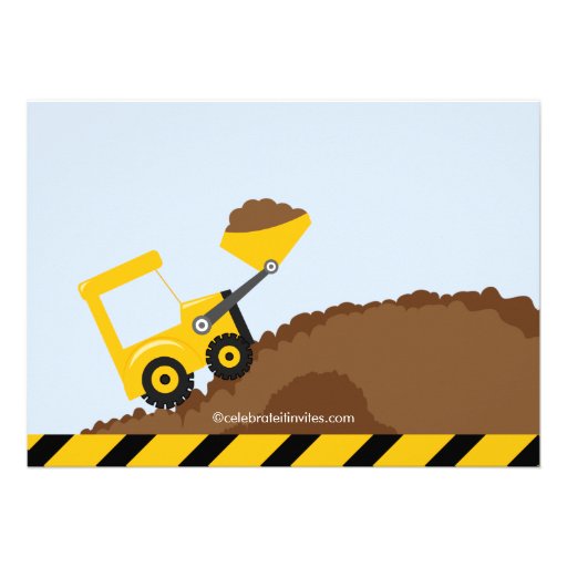 Construction trucks Birthday Party for boys Announcement