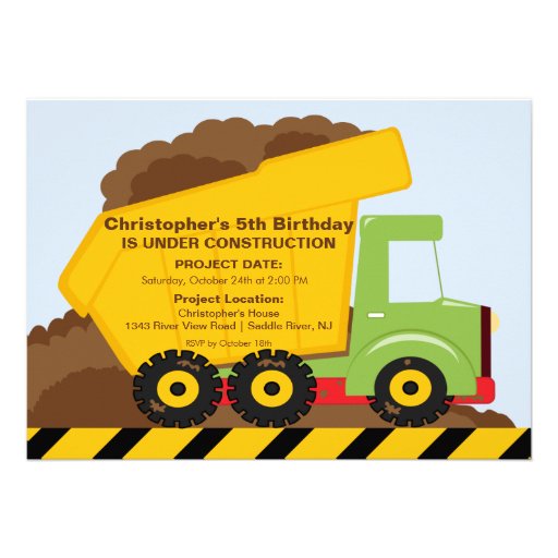 Construction trucks Birthday Party for boys Personalized Announcements