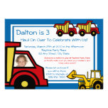 Construction Trucks/ Photo Custom Invitations
