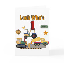 Construction Vehicles 1st Birthday Tshirts Greeting Card
