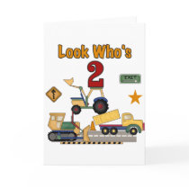 Construction Vehicles 2nd Birthday Greeting Card