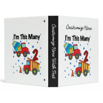 Construction Vehicles 2nd Birthday Gifts Vinyl Binder