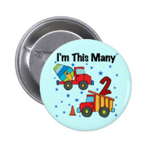 Construction Vehicles 2nd Birthday Gifts Button