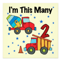 Construction Vehicles 2nd Birthday Gifts Personalized Announcements
