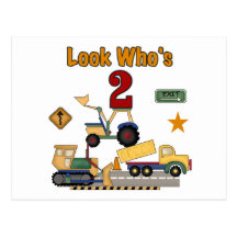 Construction Vehicles 2nd Birthday Postcard